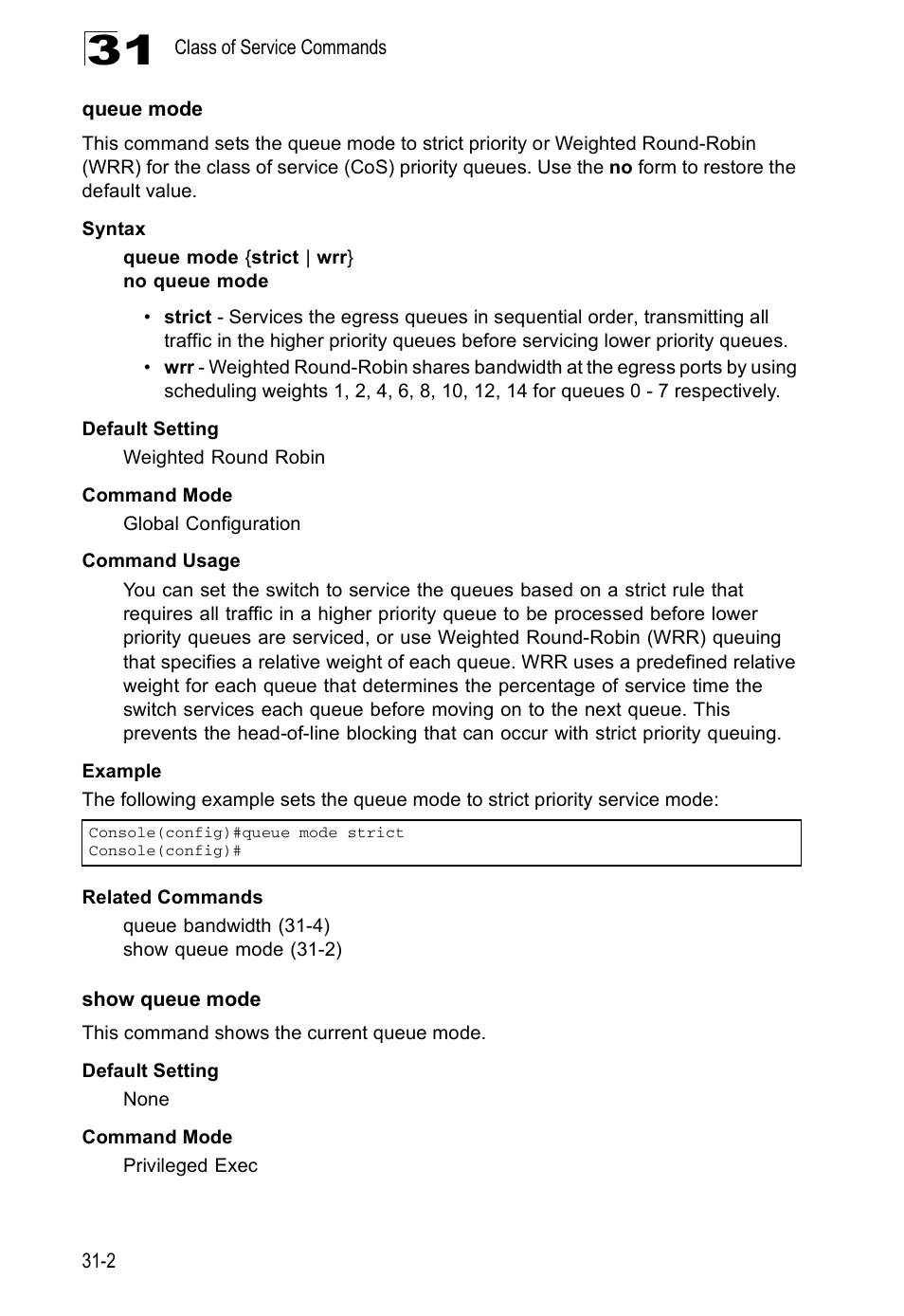 Queue mode, Show queue mode | Edge Products ES3528-WDM User Manual | Page 480 / 556