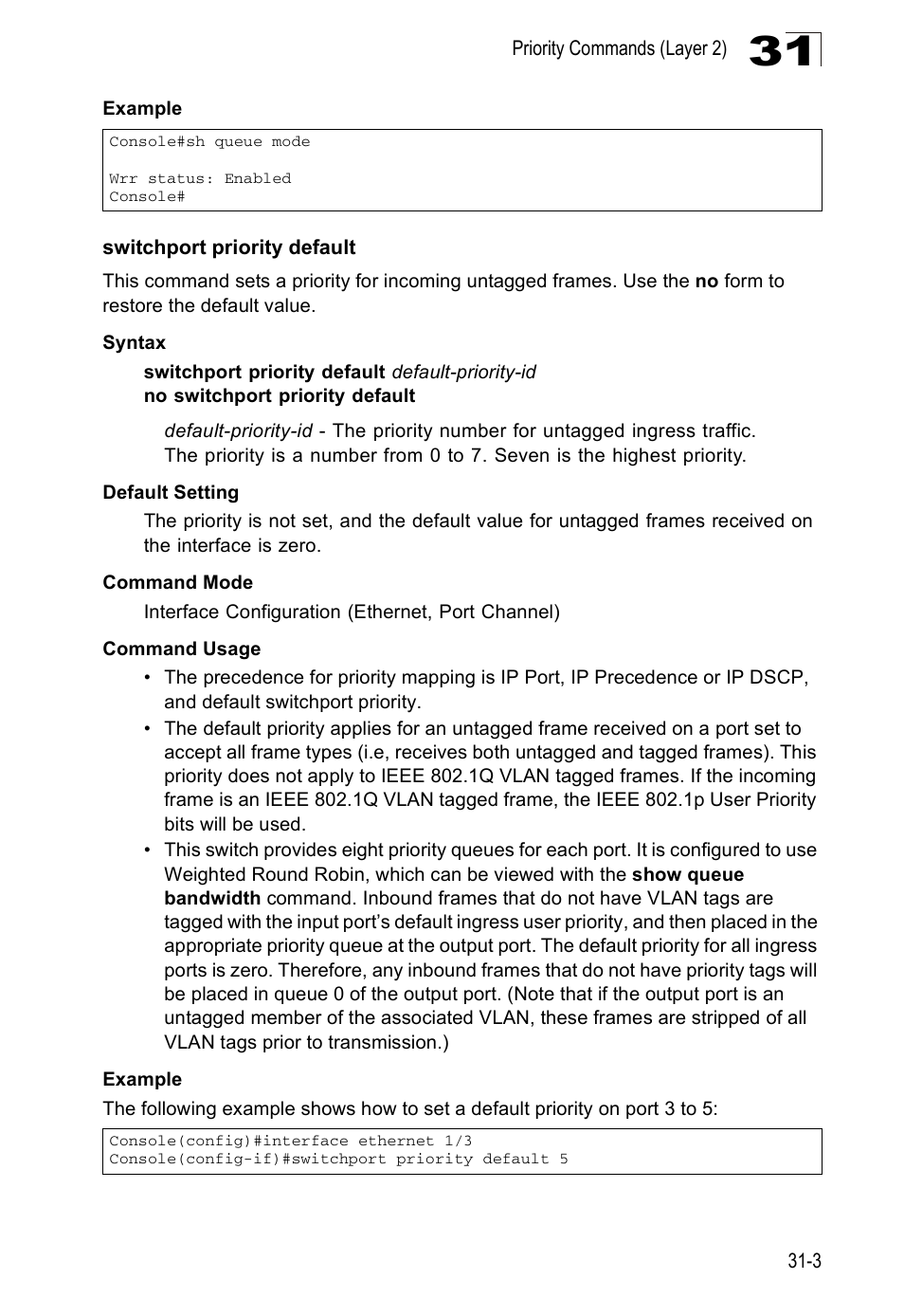 Switchport priority default | Edge Products ES3528-WDM User Manual | Page 481 / 556