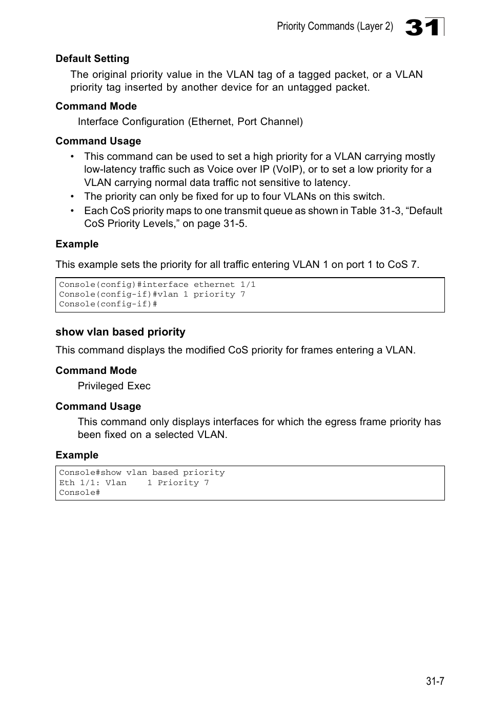 Show vlan based priority | Edge Products ES3528-WDM User Manual | Page 485 / 556