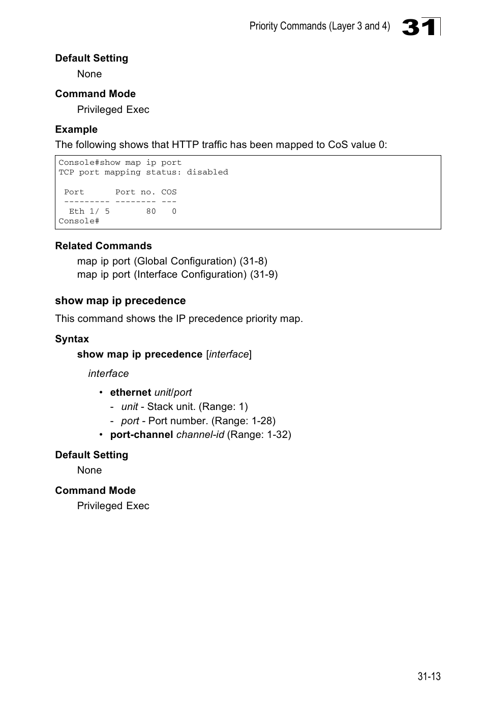 Show map ip precedence | Edge Products ES3528-WDM User Manual | Page 491 / 556