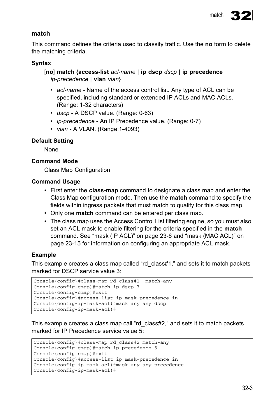 Match, Match 32-3 | Edge Products ES3528-WDM User Manual | Page 497 / 556