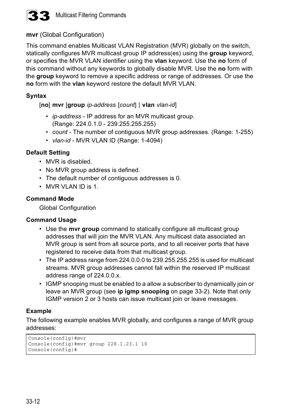 Mvr (global configuration) | Edge Products ES3528-WDM User Manual | Page 516 / 556