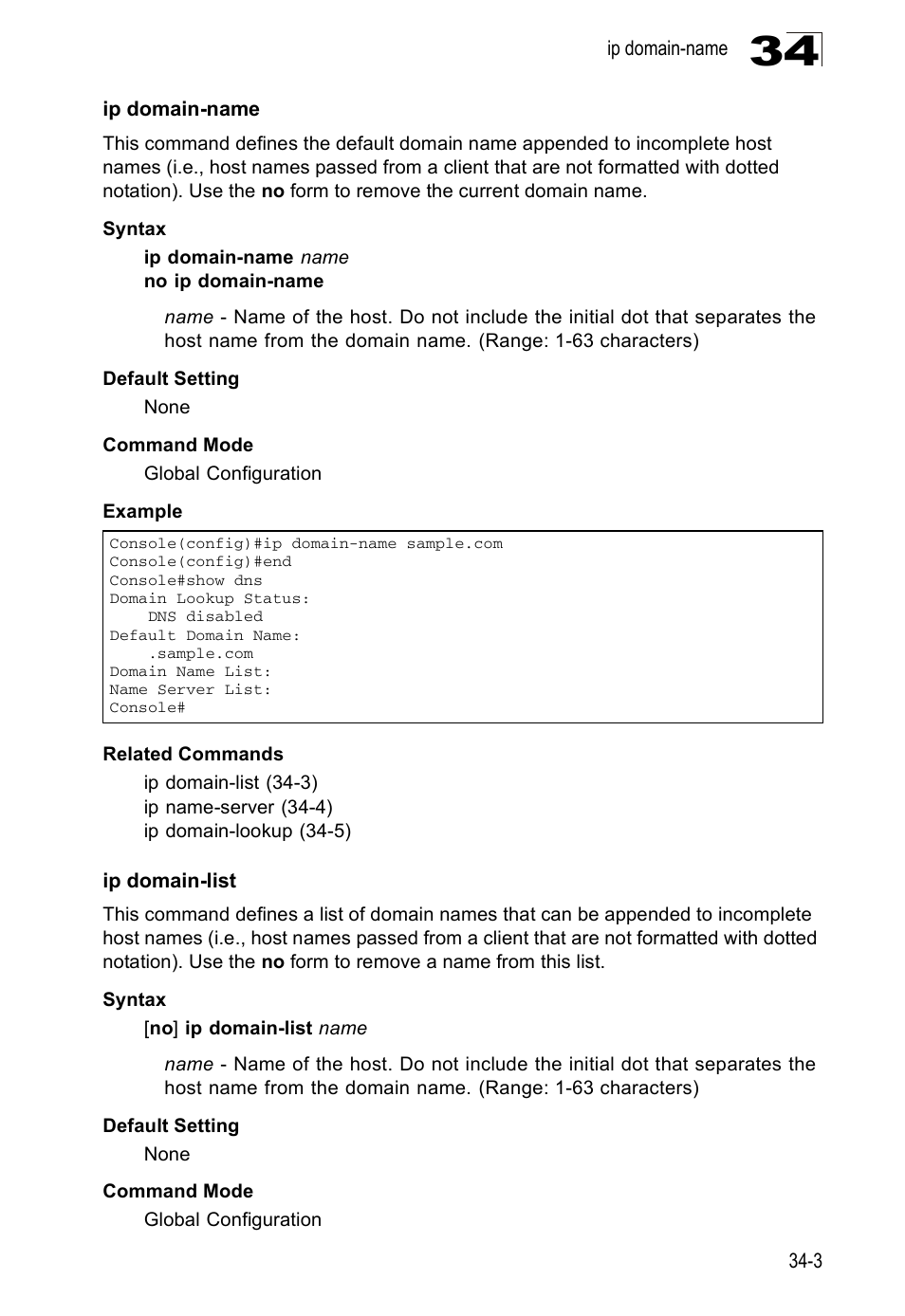 Ip domain-name, Ip domain-list | Edge Products ES3528-WDM User Manual | Page 523 / 556