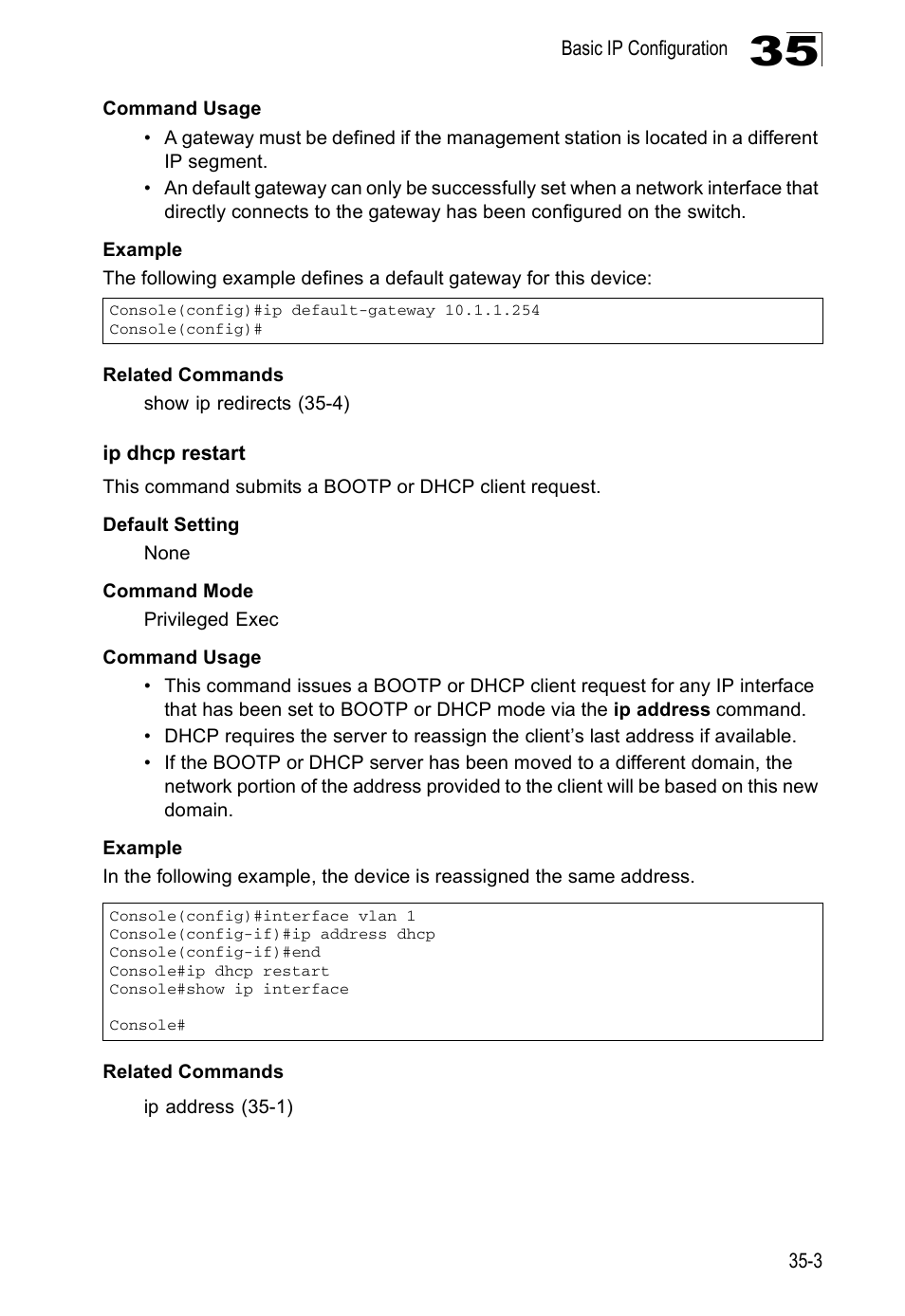 Ip dhcp restart | Edge Products ES3528-WDM User Manual | Page 531 / 556