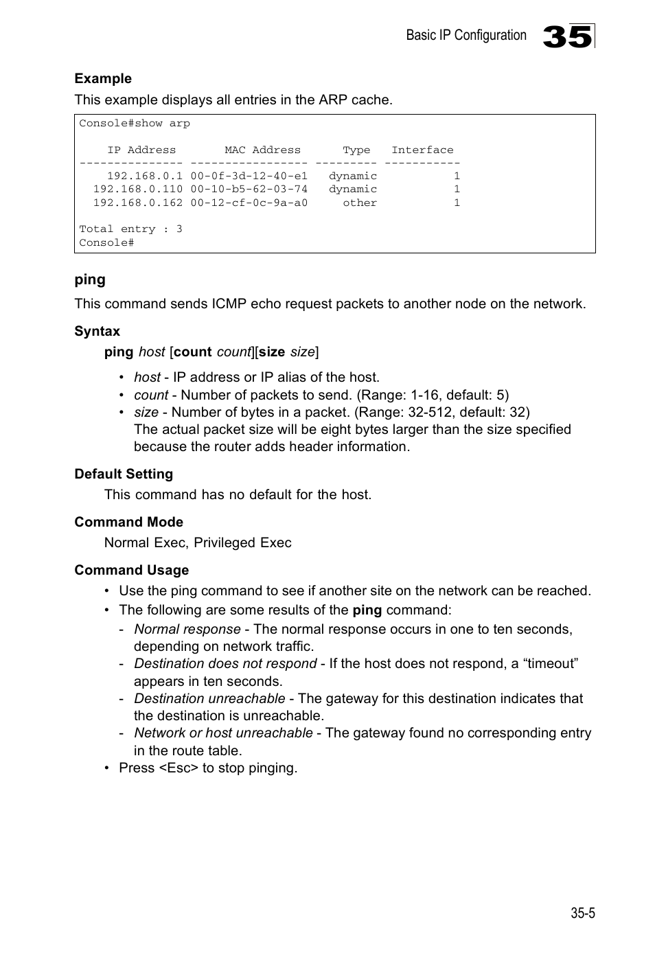 Ping, Ping 35-5 | Edge Products ES3528-WDM User Manual | Page 533 / 556