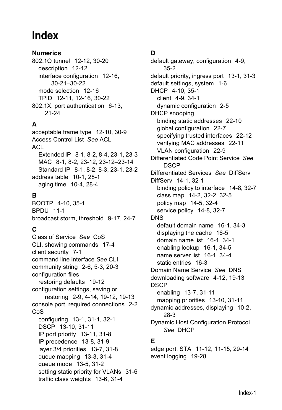 Index | Edge Products ES3528-WDM User Manual | Page 551 / 556