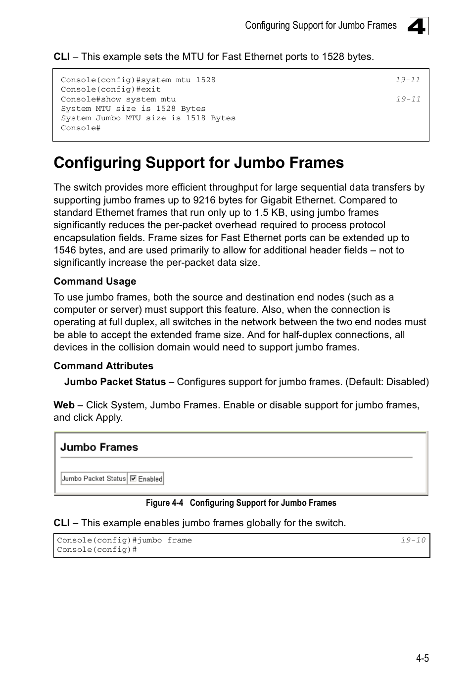 Configuring support for jumbo frames, Figure 4-4 | Edge Products ES3528-WDM User Manual | Page 61 / 556
