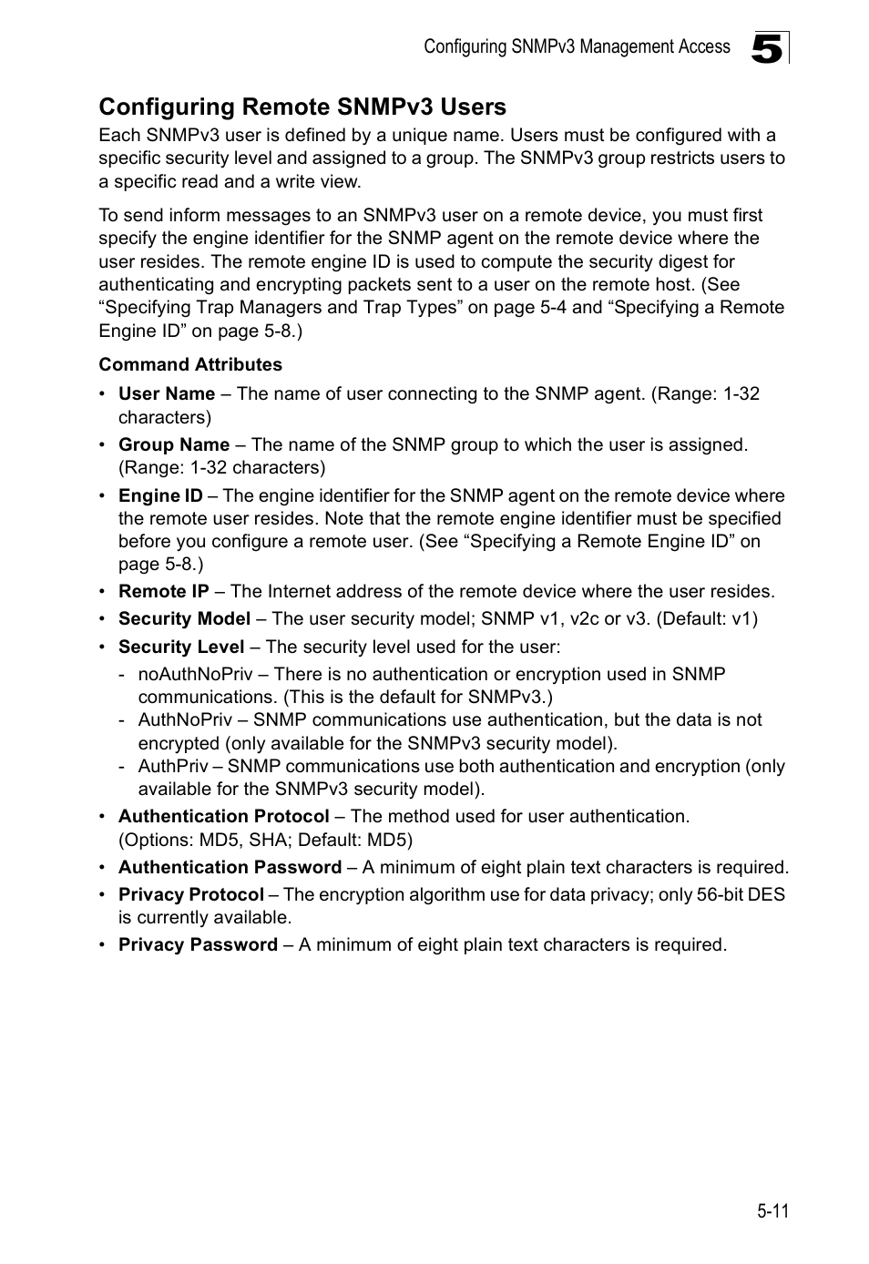 Configuring remote snmpv3 users | Edge Products ES3528-WDM User Manual | Page 95 / 556