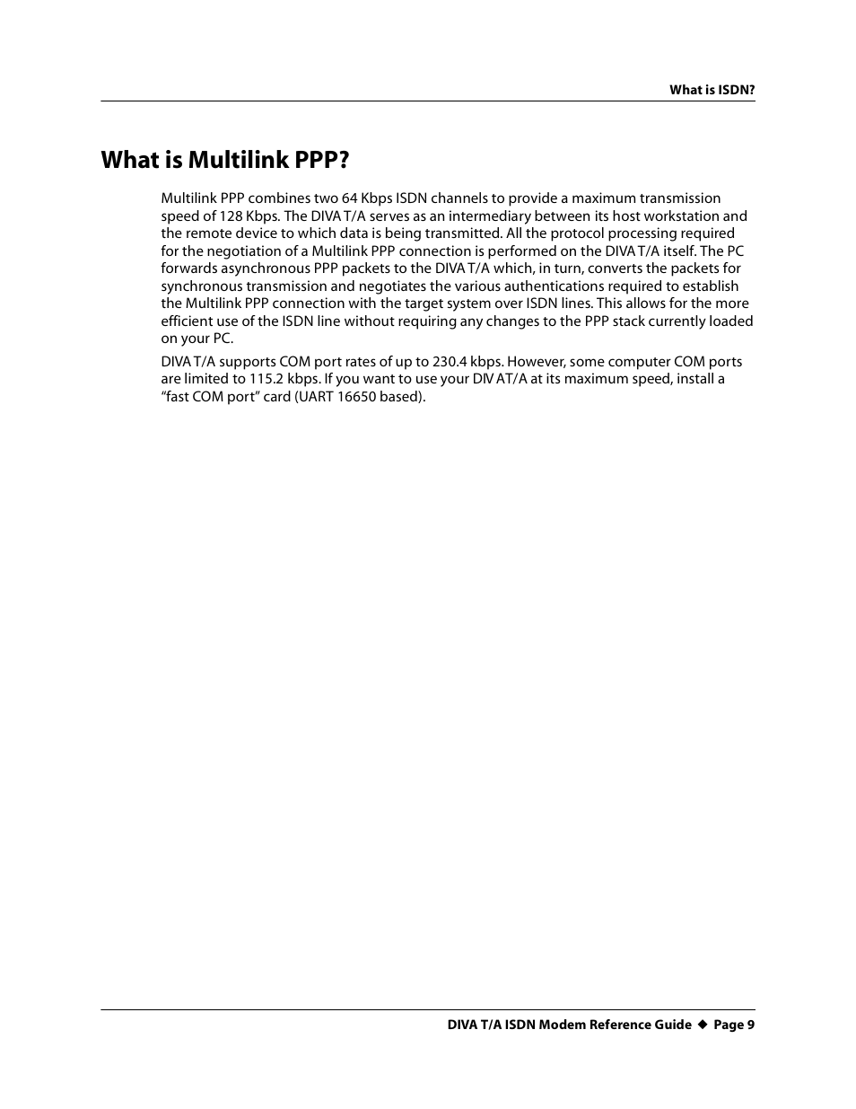 What is multilink ppp | Eicon Networks DIVA T/A ISDN Modem User Manual | Page 9 / 66