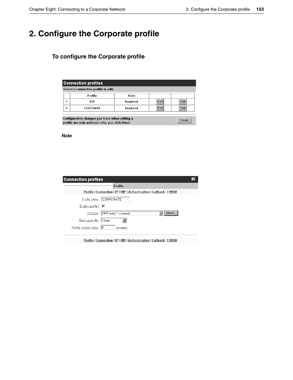 Configure the corporate profile | Eicon Networks DIVA LAN ISDN User Manual | Page 103 / 213