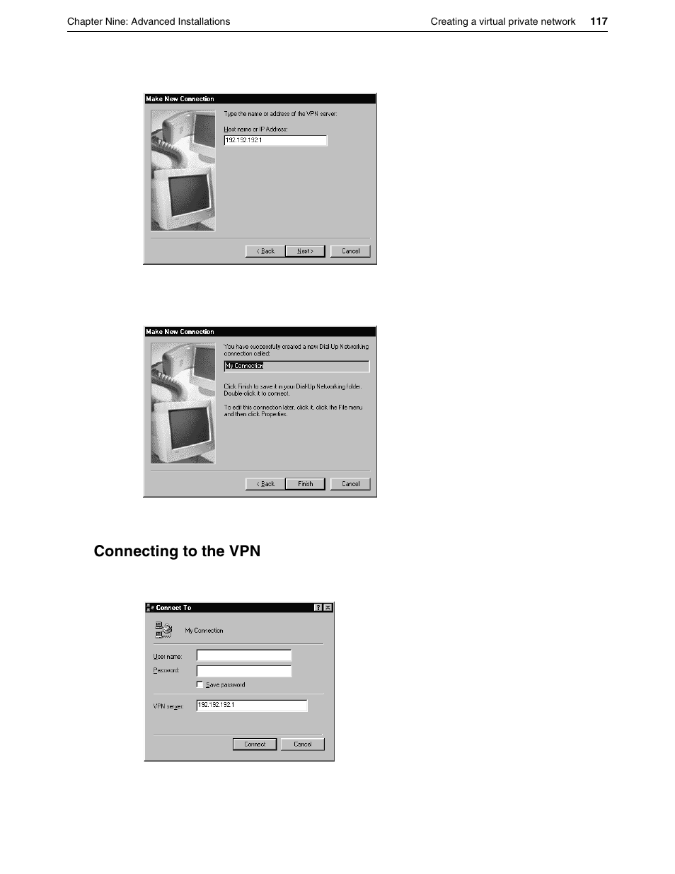 Connecting to the vpn | Eicon Networks DIVA LAN ISDN User Manual | Page 117 / 213