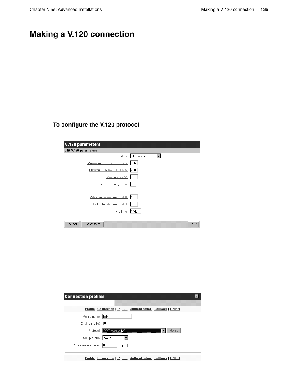 Making a v.120 connection | Eicon Networks DIVA LAN ISDN User Manual | Page 136 / 213