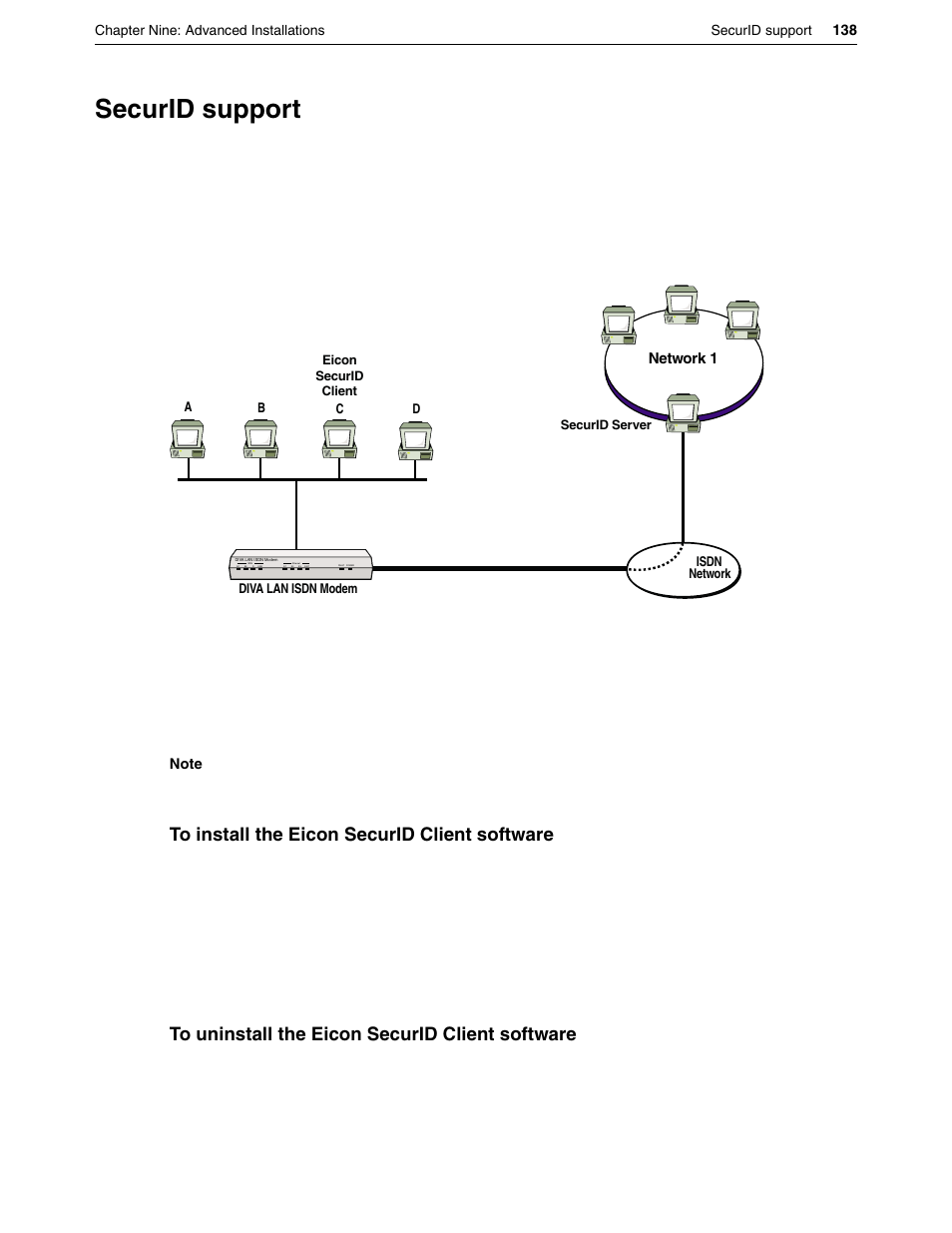 Securid support | Eicon Networks DIVA LAN ISDN User Manual | Page 138 / 213
