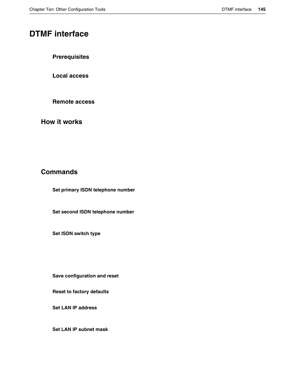 Dtmf interface, How it works, Commands | How it works commands, Ip various | Eicon Networks DIVA LAN ISDN User Manual | Page 145 / 213