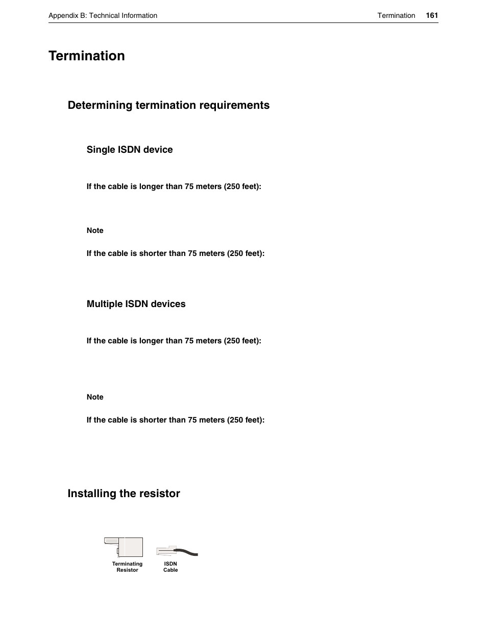 Termination, Determining termination requirements, Installing the resistor | Eicon Networks DIVA LAN ISDN User Manual | Page 161 / 213