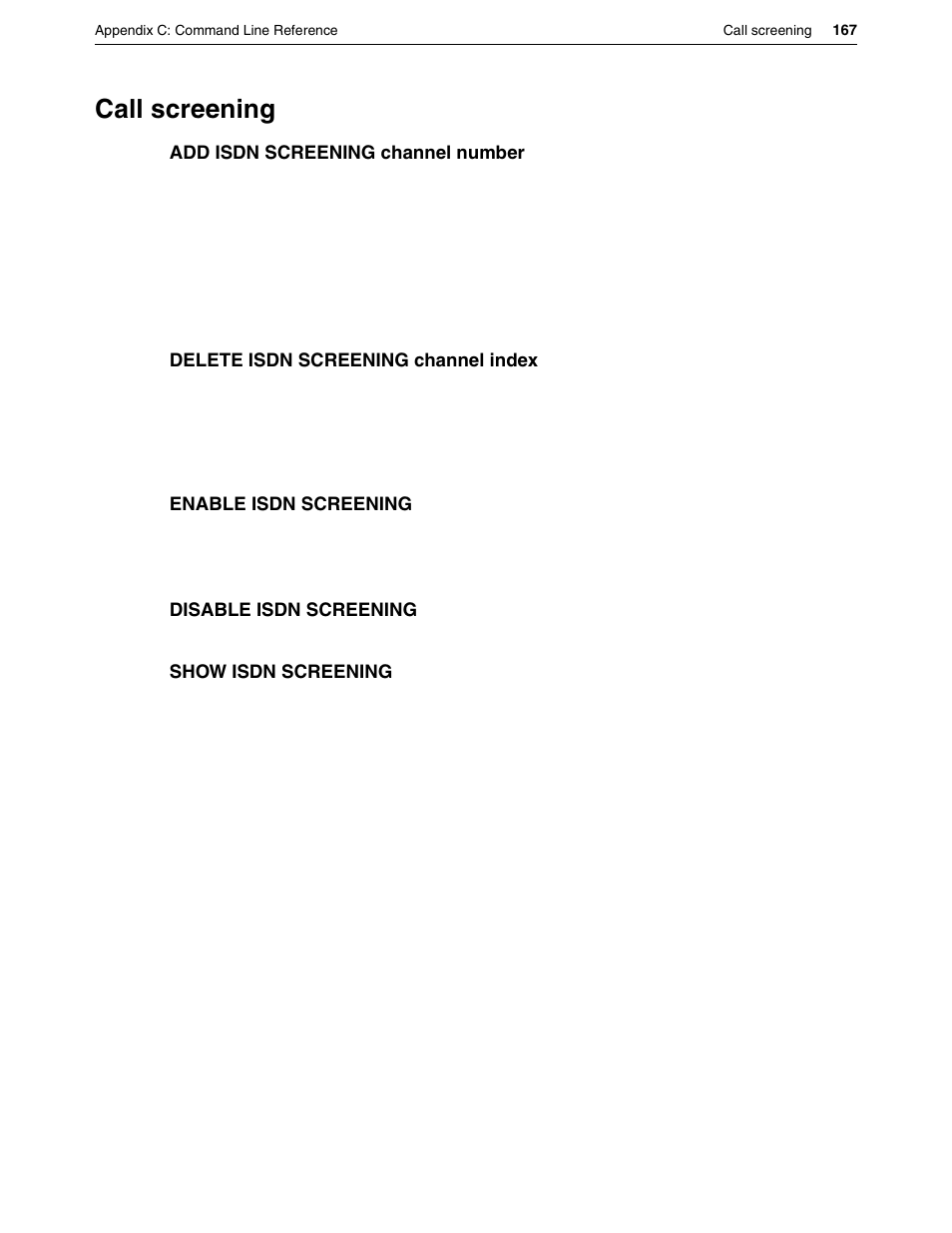 Call screening | Eicon Networks DIVA LAN ISDN User Manual | Page 167 / 213