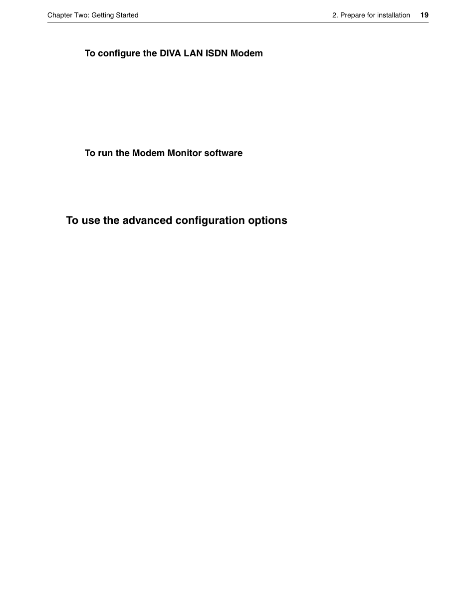 To use the advanced configuration options | Eicon Networks DIVA LAN ISDN User Manual | Page 19 / 213