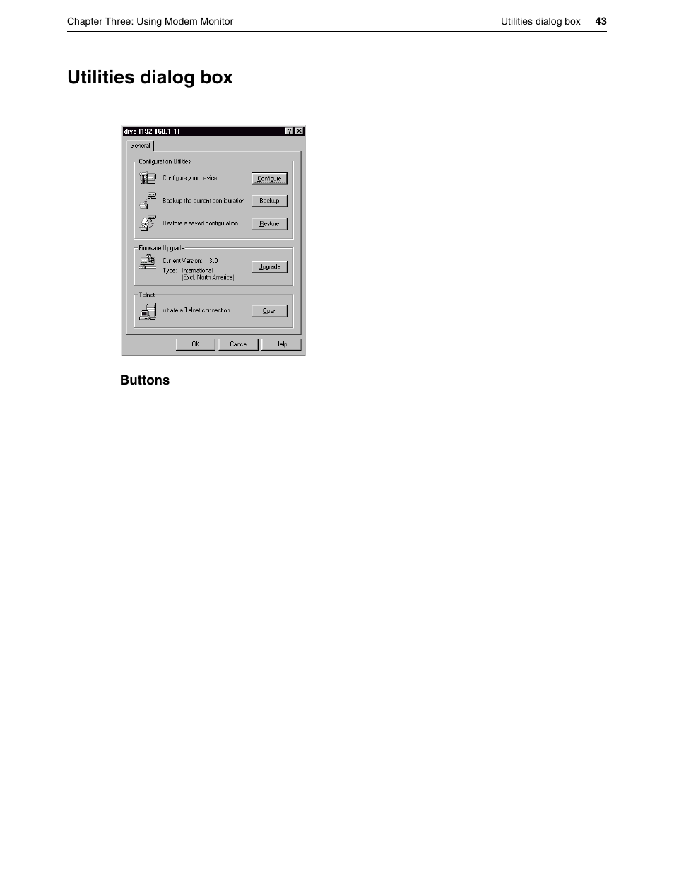 Utilities dialog box | Eicon Networks DIVA LAN ISDN User Manual | Page 43 / 213