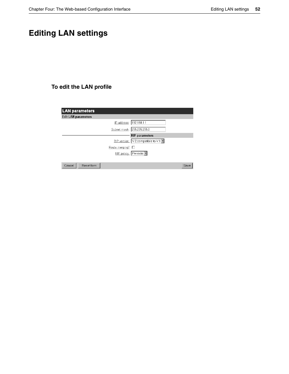 Editing lan settings | Eicon Networks DIVA LAN ISDN User Manual | Page 52 / 213