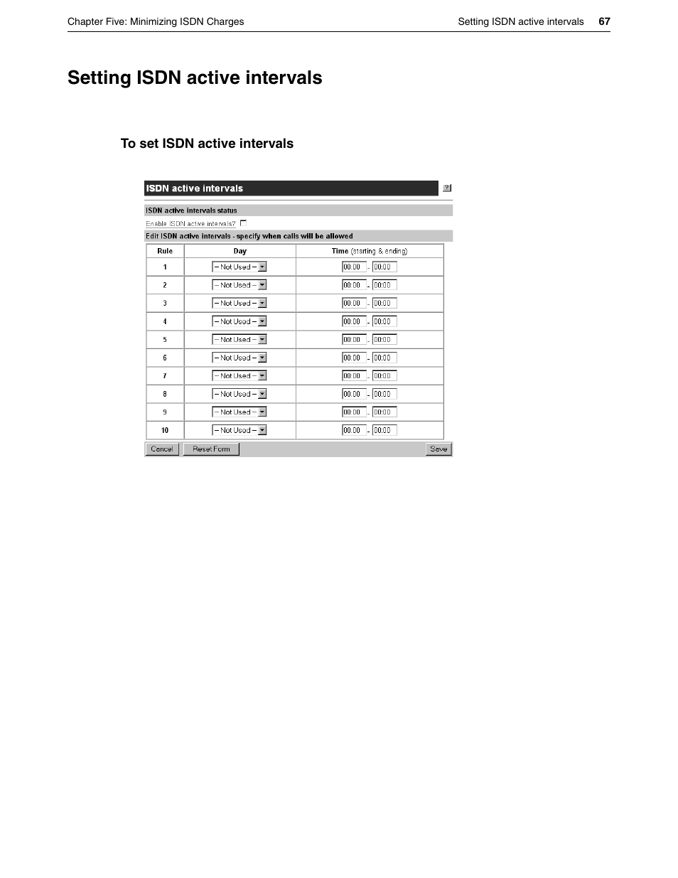 Setting isdn active intervals | Eicon Networks DIVA LAN ISDN User Manual | Page 67 / 213