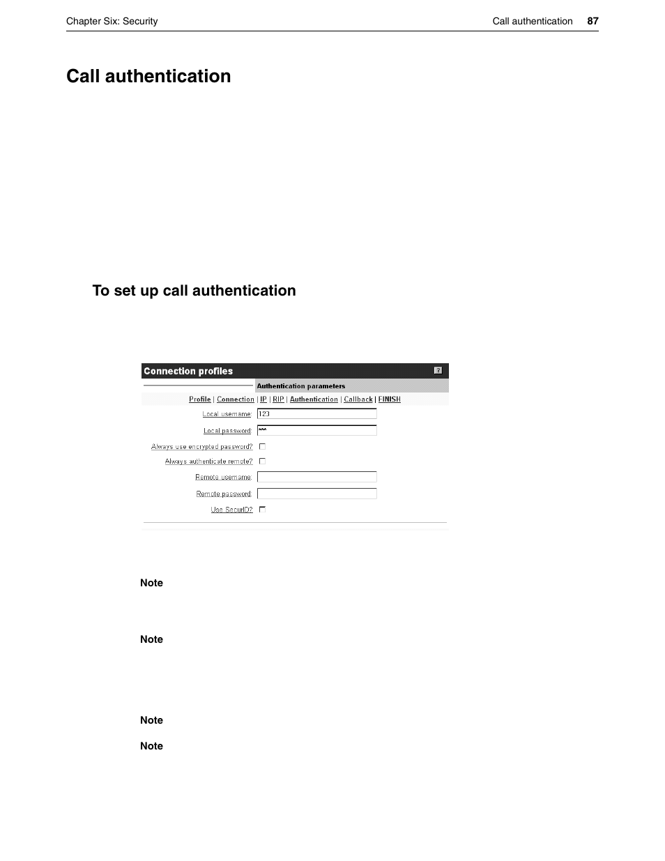 Call authentication, To set up call authentication | Eicon Networks DIVA LAN ISDN User Manual | Page 87 / 213