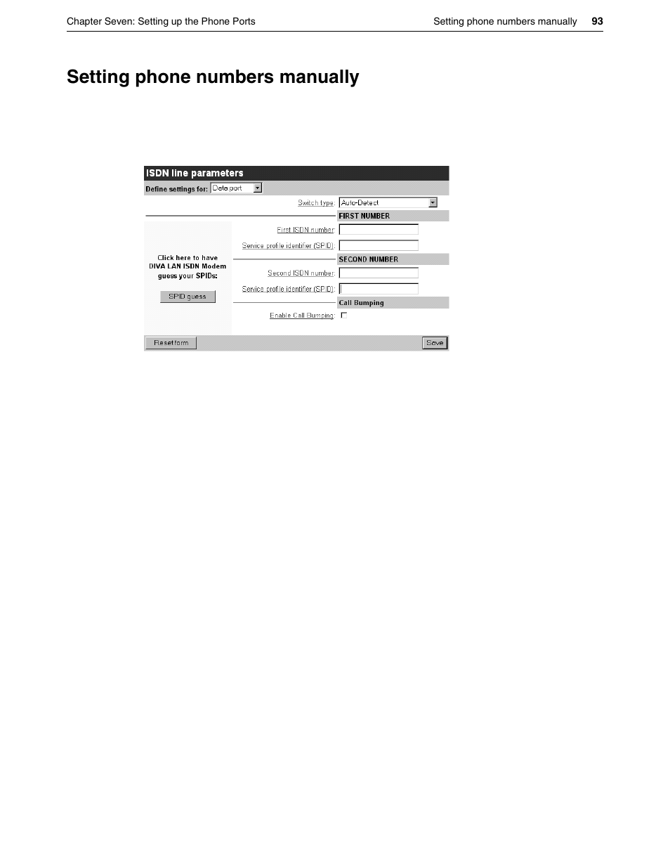 Setting phone numbers manually | Eicon Networks DIVA LAN ISDN User Manual | Page 93 / 213