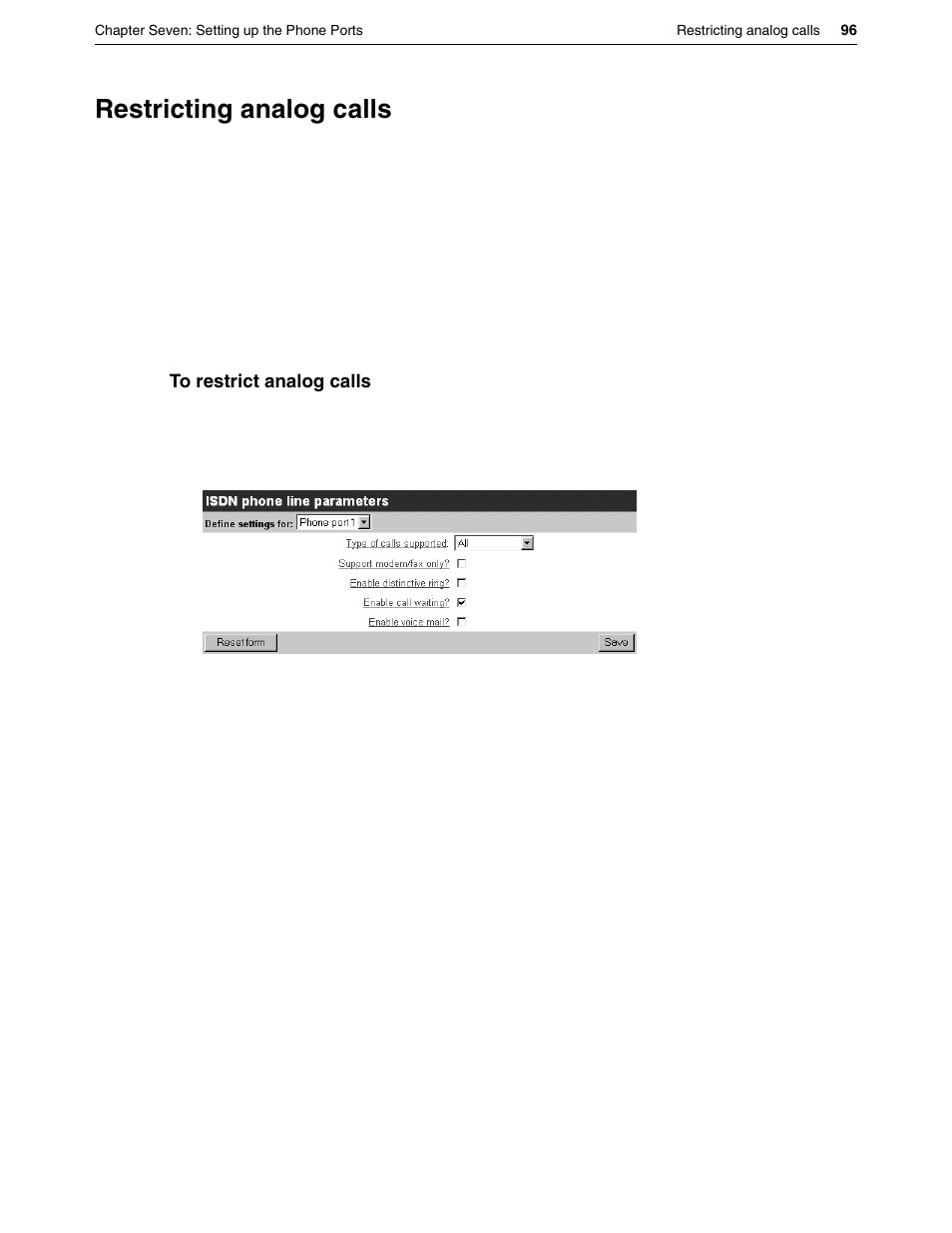 Restricting analog calls | Eicon Networks DIVA LAN ISDN User Manual | Page 96 / 213