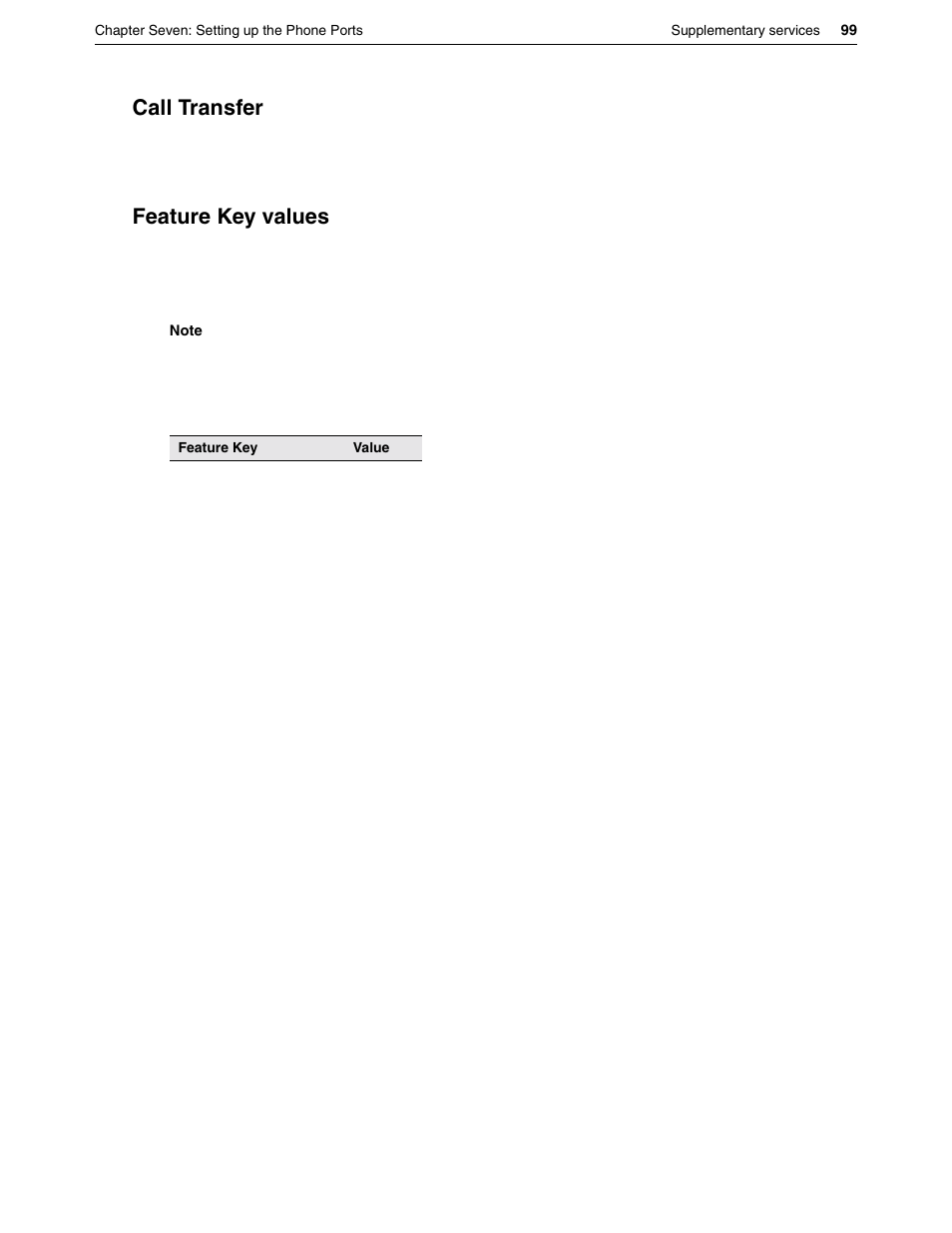 Call transfer, Feature key values, Call transfer feature key values | Eicon Networks DIVA LAN ISDN User Manual | Page 99 / 213