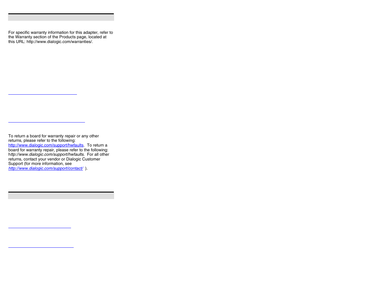 Warranty and return information, Sales assistance | Eicon Networks CTbus User Manual | Page 2 / 2