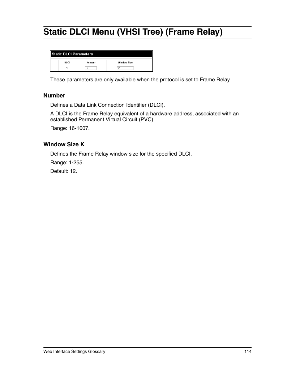 Static dlci menu (vhsi tree) (frame relay) | Eicon Networks 1550 User Manual | Page 114 / 157