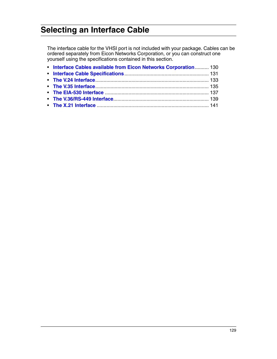 Selecting an interface cable | Eicon Networks 1550 User Manual | Page 129 / 157