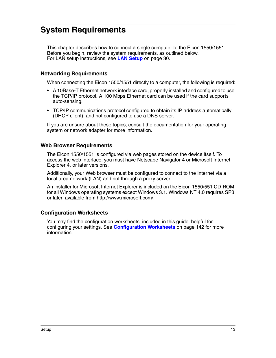 System requirements | Eicon Networks 1550 User Manual | Page 13 / 157