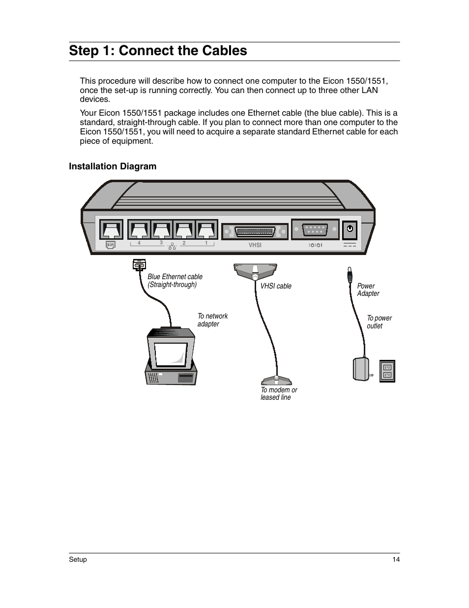 Step 1: connect the cables | Eicon Networks 1550 User Manual | Page 14 / 157