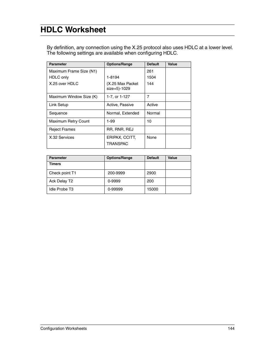 Hdlc worksheet | Eicon Networks 1550 User Manual | Page 144 / 157