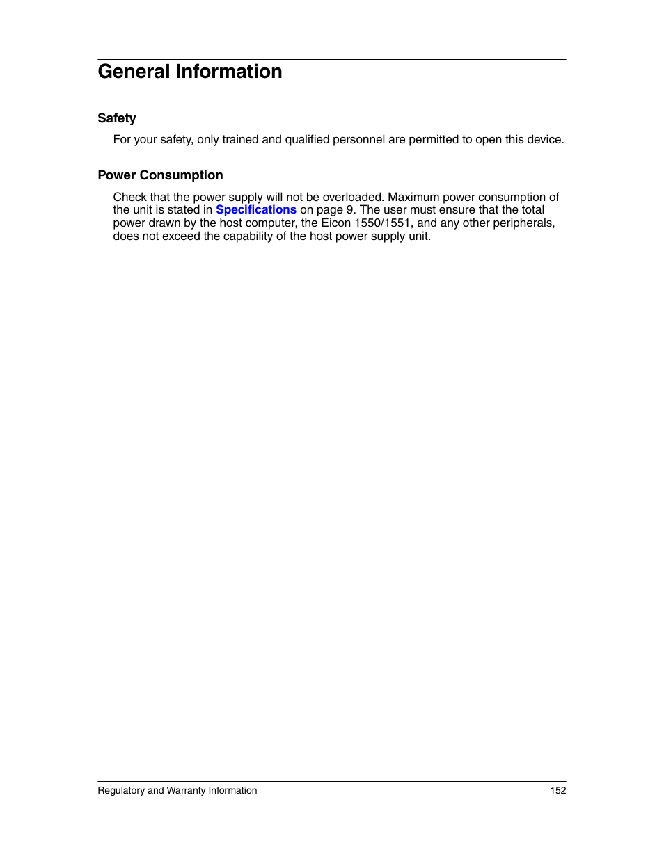 General information | Eicon Networks 1550 User Manual | Page 152 / 157