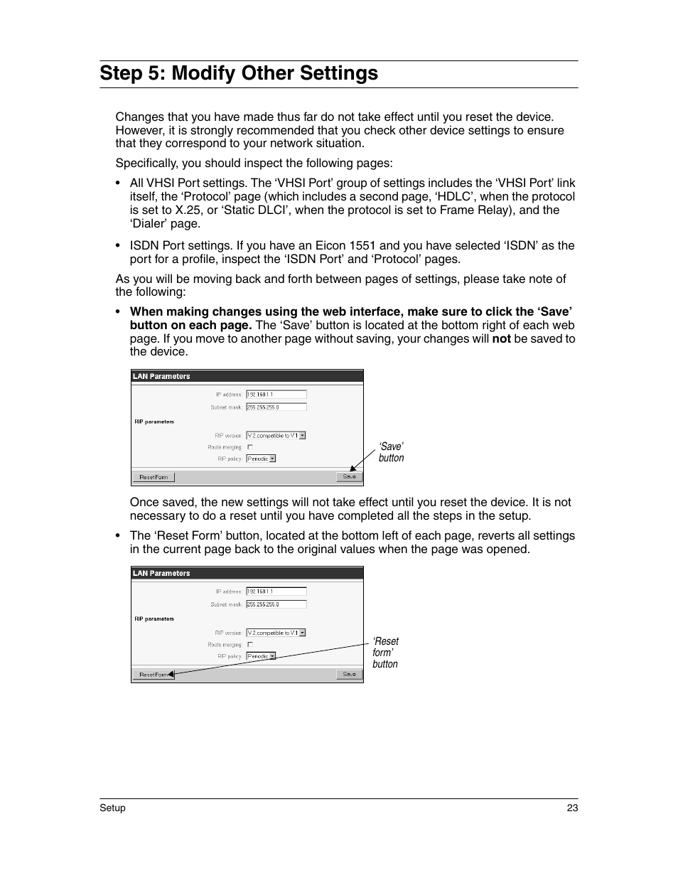 Step 5: modify other settings | Eicon Networks 1550 User Manual | Page 23 / 157