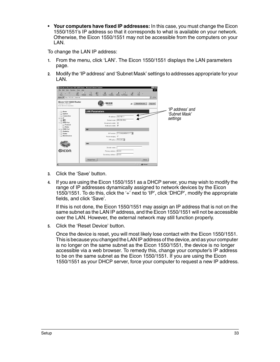 Eicon Networks 1550 User Manual | Page 33 / 157