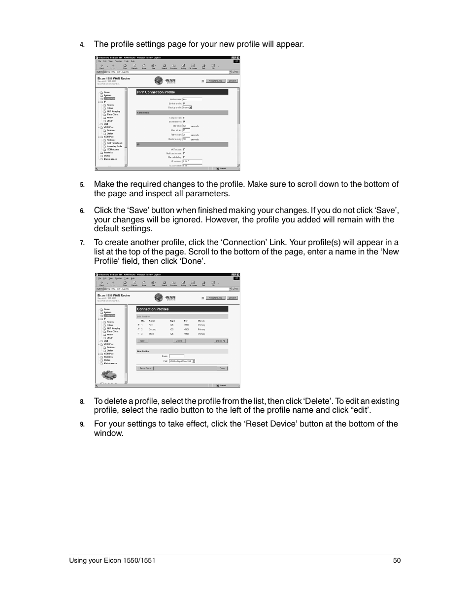 Eicon Networks 1550 User Manual | Page 50 / 157