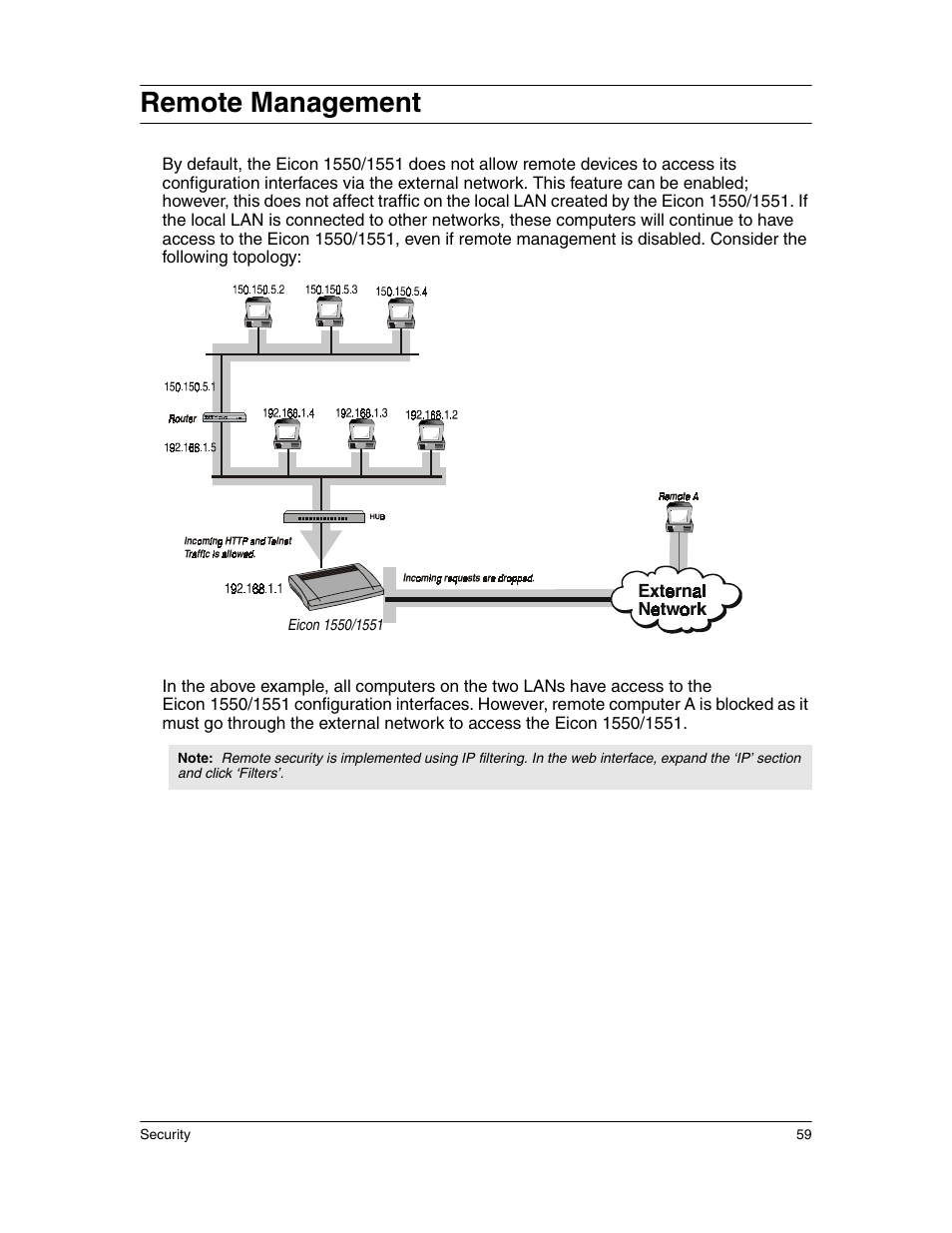 Remote management | Eicon Networks 1550 User Manual | Page 59 / 157