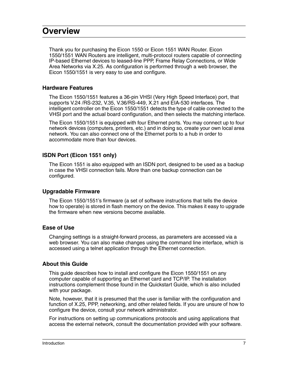Overview | Eicon Networks 1550 User Manual | Page 7 / 157