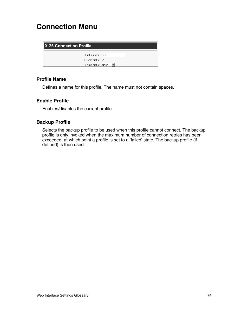 Connection menu | Eicon Networks 1550 User Manual | Page 74 / 157