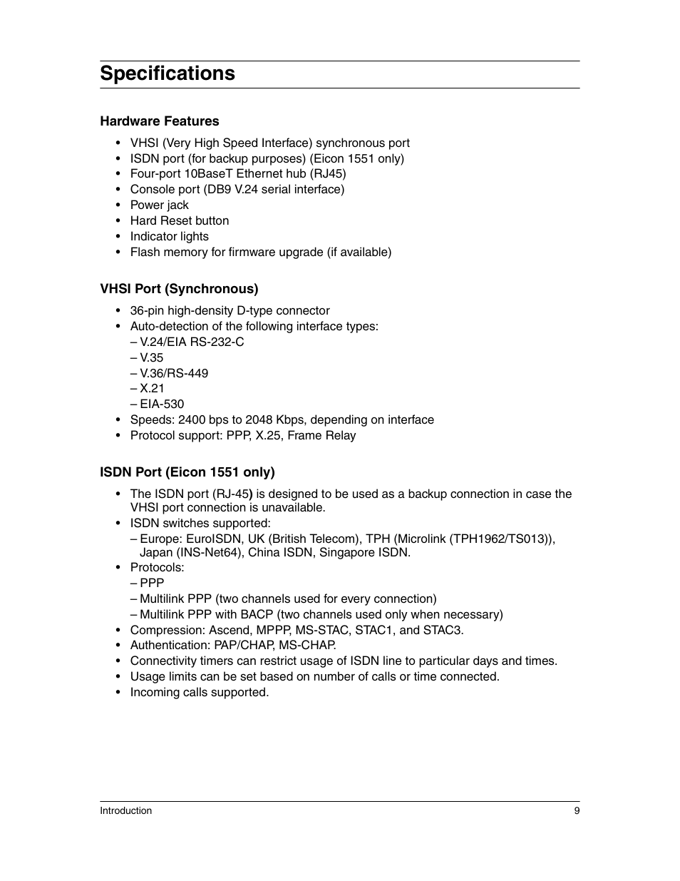 Specifications | Eicon Networks 1550 User Manual | Page 9 / 157