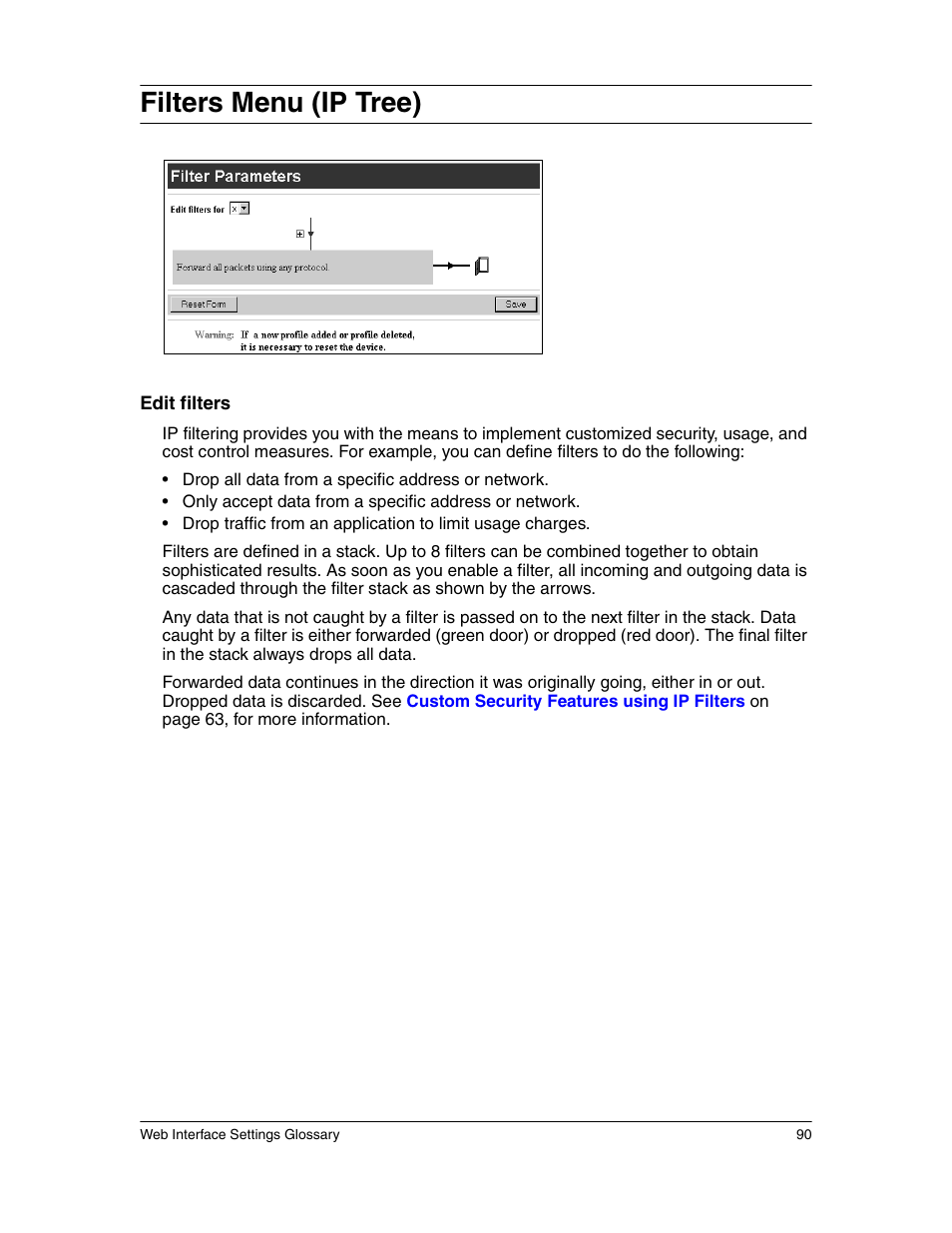 Filters menu (ip tree) | Eicon Networks 1550 User Manual | Page 90 / 157