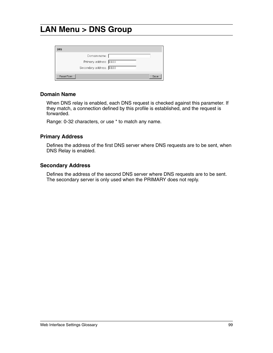 Lan menu > dns group | Eicon Networks 1550 User Manual | Page 99 / 157