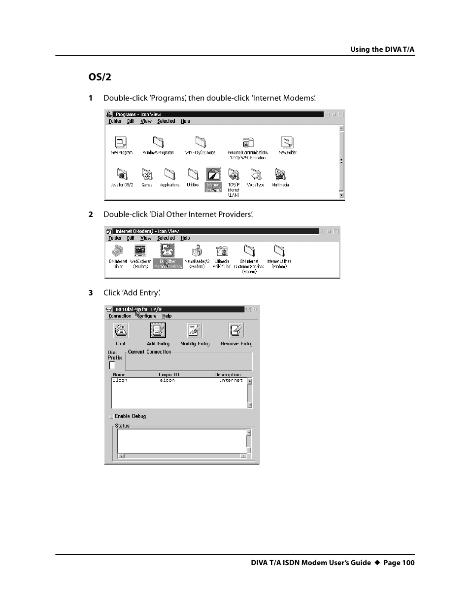 Os/2 | Eicon Networks DIVA T/A ISDN User Manual | Page 100 / 146