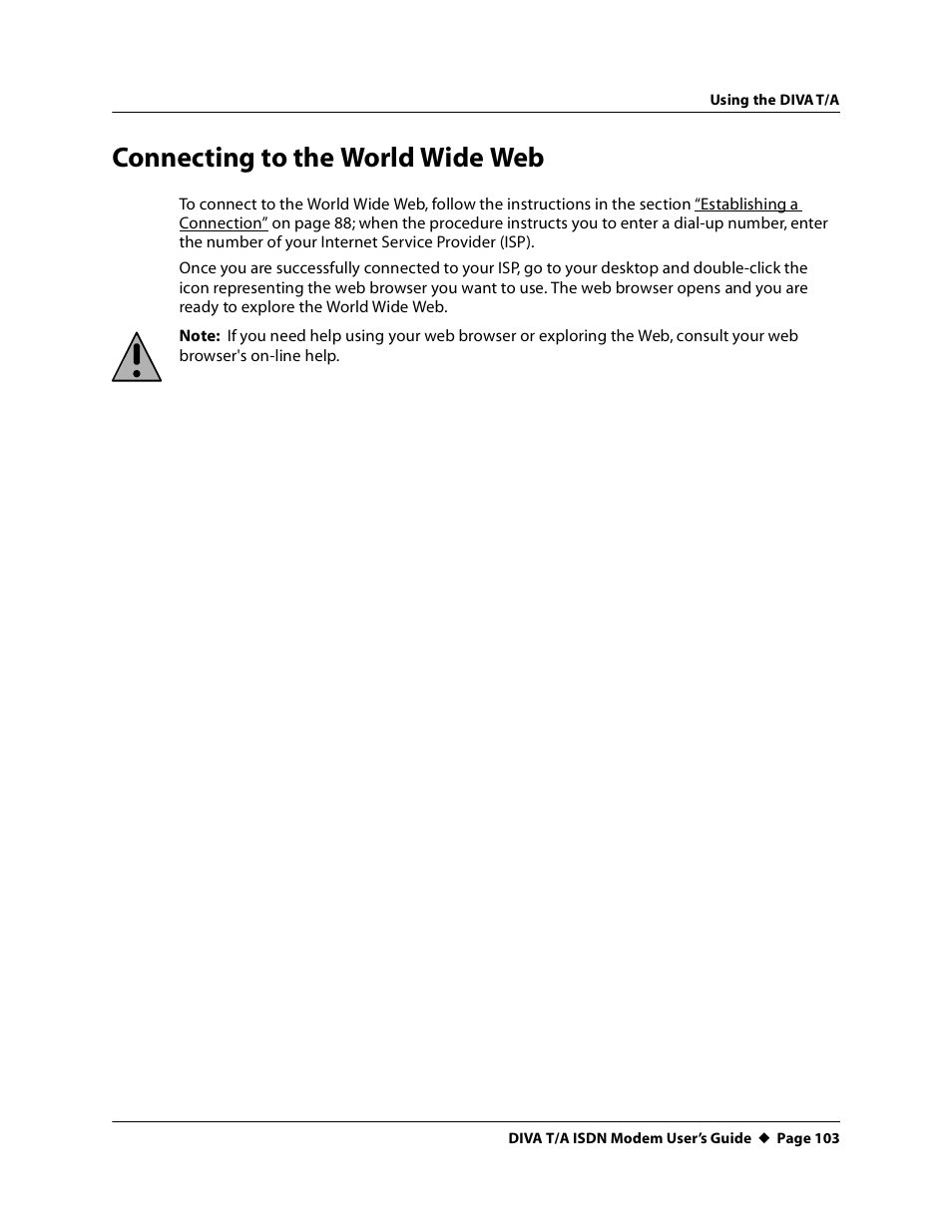 Connecting to the world wide web | Eicon Networks DIVA T/A ISDN User Manual | Page 103 / 146