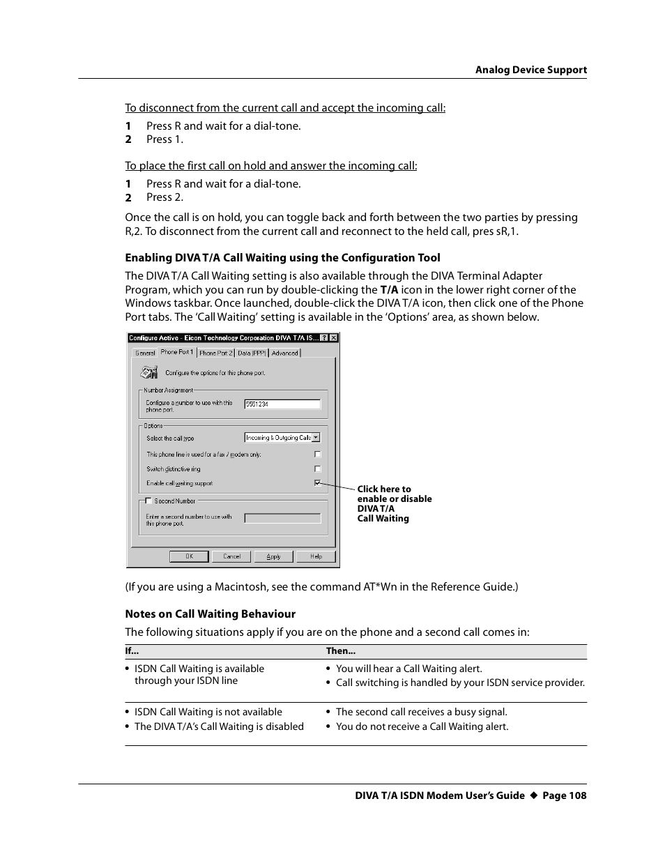 Eicon Networks DIVA T/A ISDN User Manual | Page 108 / 146