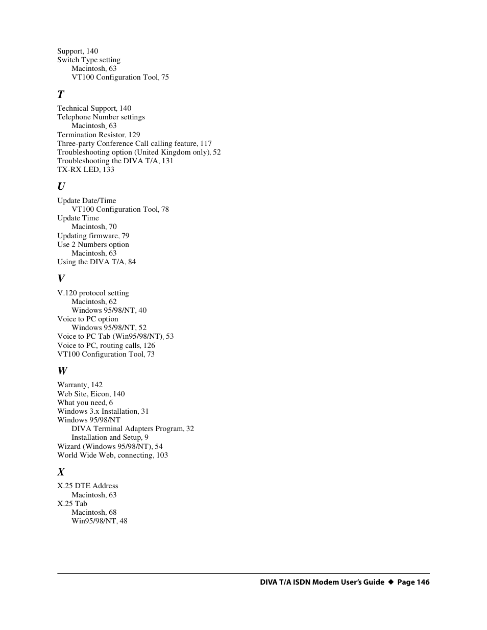 Eicon Networks DIVA T/A ISDN User Manual | Page 146 / 146