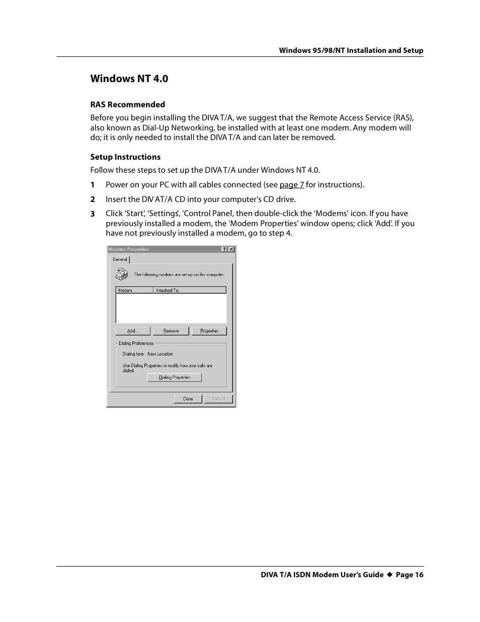 Windows nt 4.0 | Eicon Networks DIVA T/A ISDN User Manual | Page 16 / 146