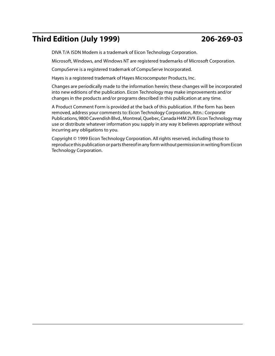 Eicon Networks DIVA T/A ISDN User Manual | Page 2 / 146